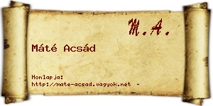 Máté Acsád névjegykártya